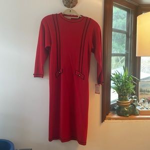 Vintage Adolfo Red and Black Knit dress
